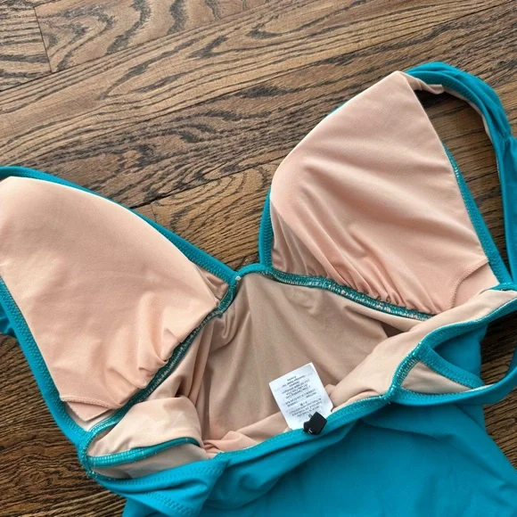 J. Crew Turquoise Ruched One-Piece Swimsuit Size 6 - Picture 11 of 12
